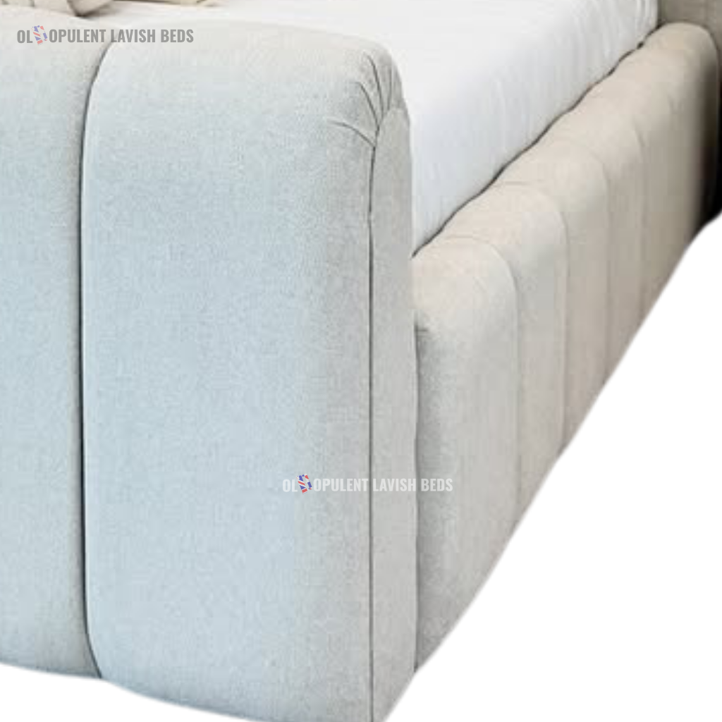 Cream Tranquil Dawn Panel bed with optional ottoman storage king size