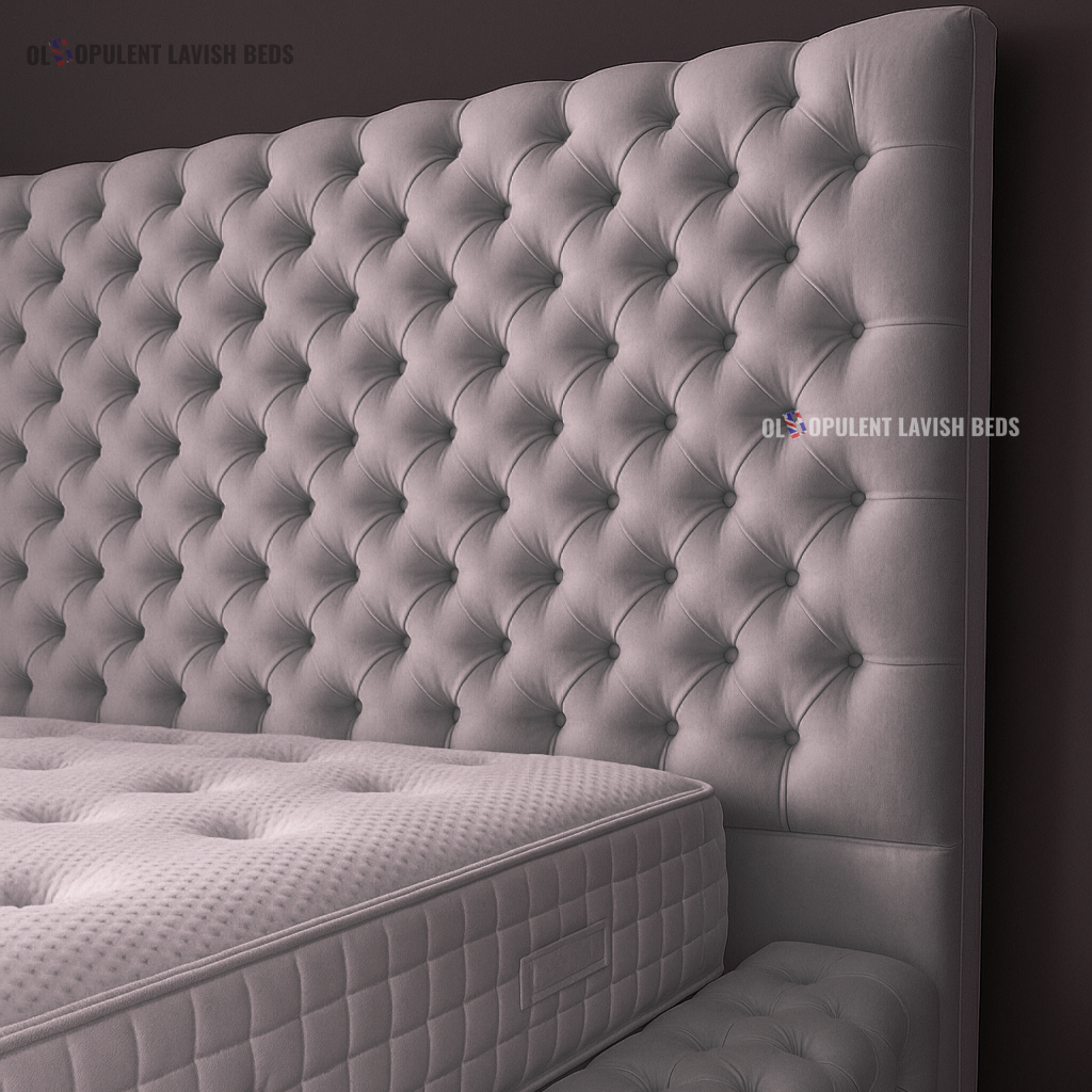 Ambassador Buttoned Bed fram with optioal Ottoman Storage Double size