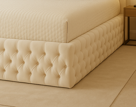 Cream Diamond Tufted Ottoman Storage Bed King Size