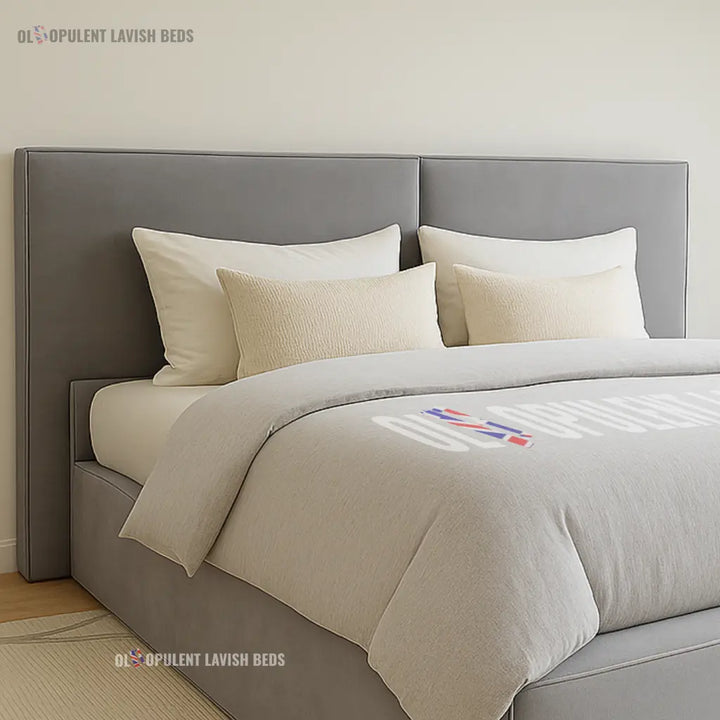 Silver Scandi-Style Upholstered Bed with Gas lift storage double size