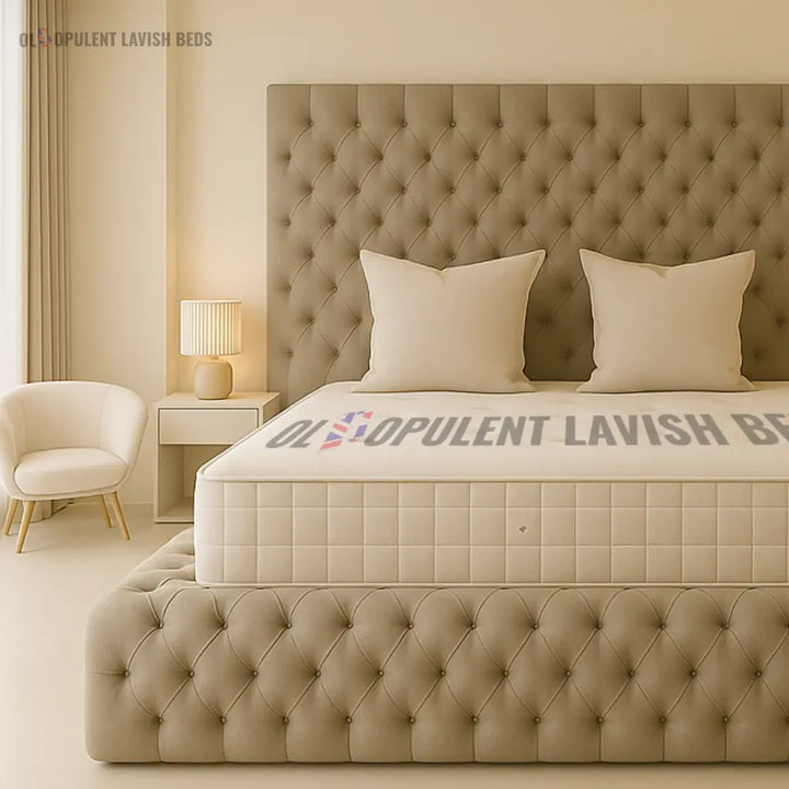 Grey Ambassador Button Tufted  ottoman storage bed king size