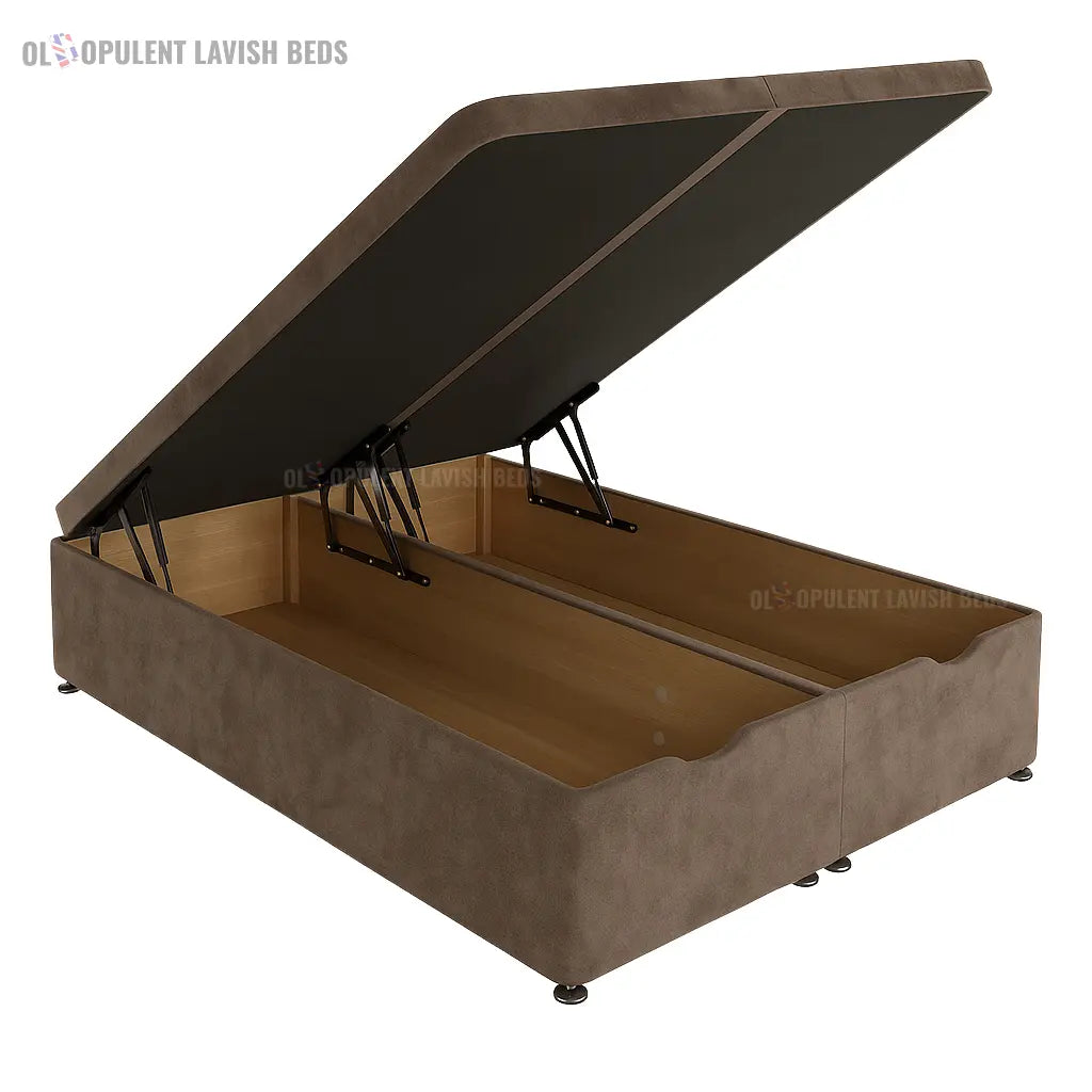 Brown Rustic Drawers Divan Bed Frame with ottoman storage Single size