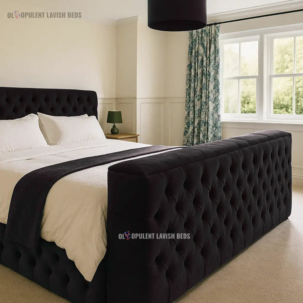 Black Regal Upholstered TV Bed with optional Storage King size