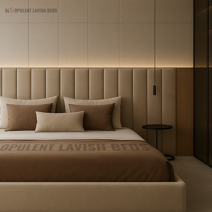 Mink Milan Full Wall Headboard Bed Frame with optional storage king size