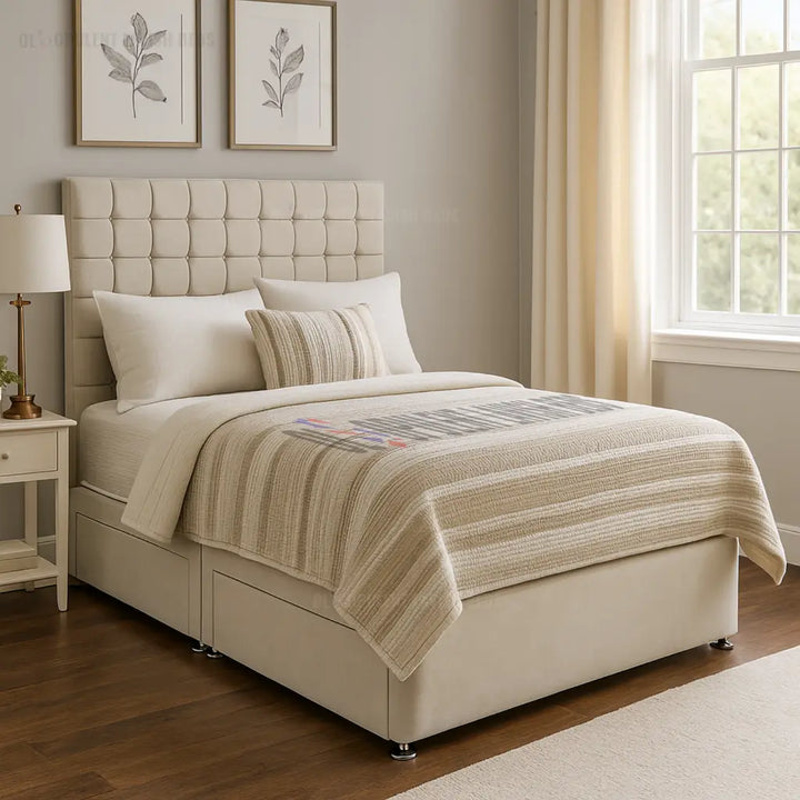 Cream Plush Nordic Divan Frame single size