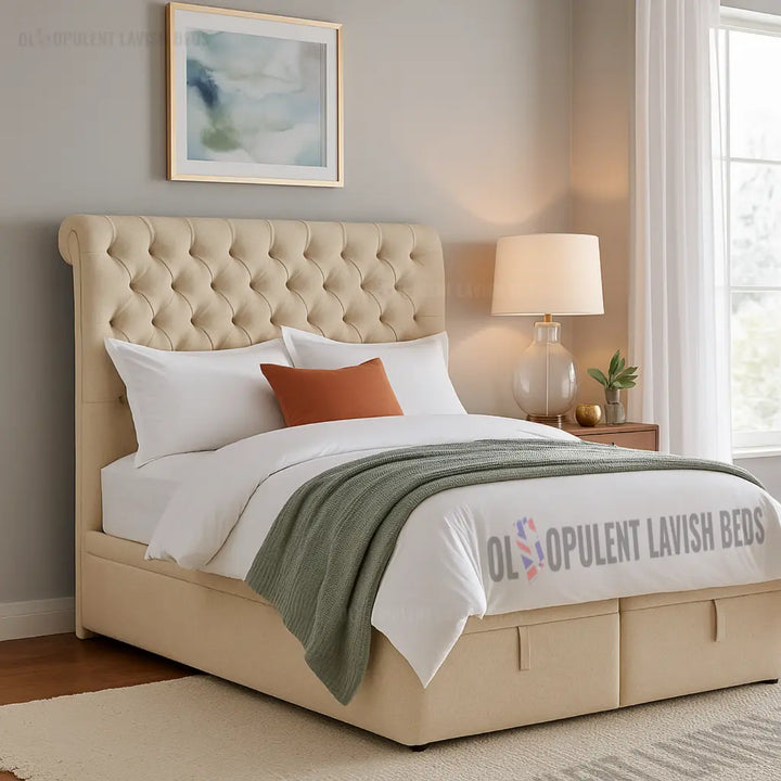Dark Cream Classic Curve Divan Bed fram single size