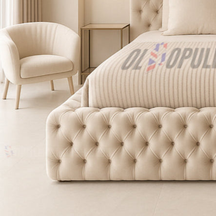 Ambassador Buttoned Bed fram with optioal Ottoman Storage Double size