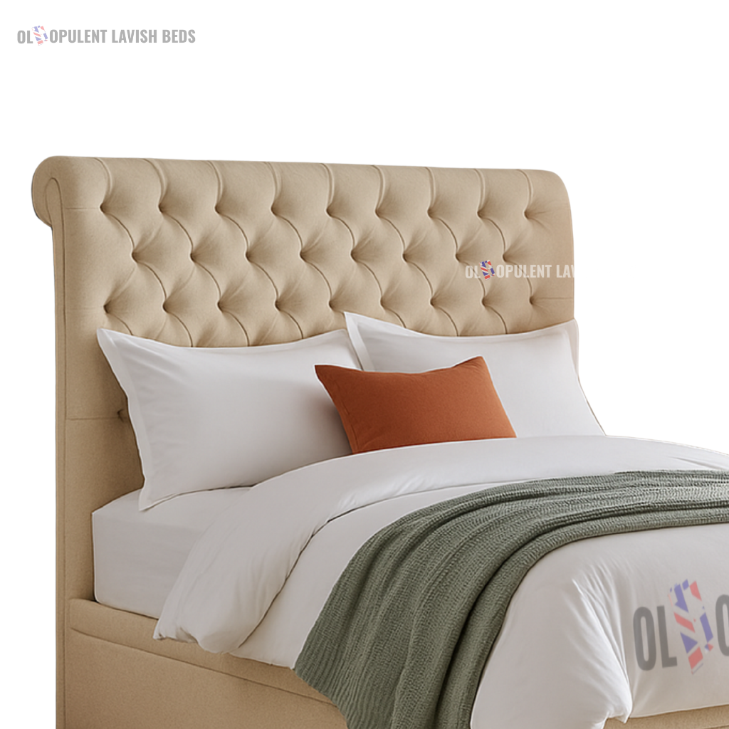 Dark Cream Classic Curve Divan Bed fram single size