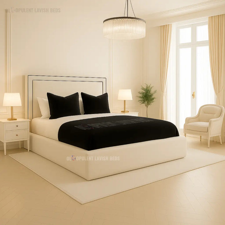 Cream Contrast Piped Divan Bed Frame Single size