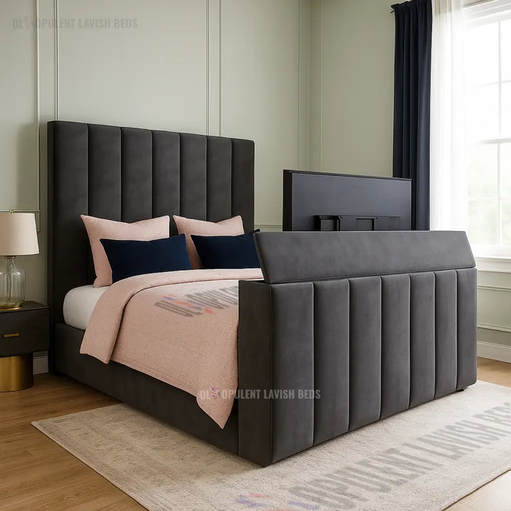 Cream Monarch ottoman tv Bed Frame king size