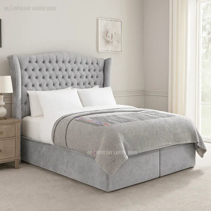 Plush Tranquil Daimond Buttoned ottoman TV beds King size