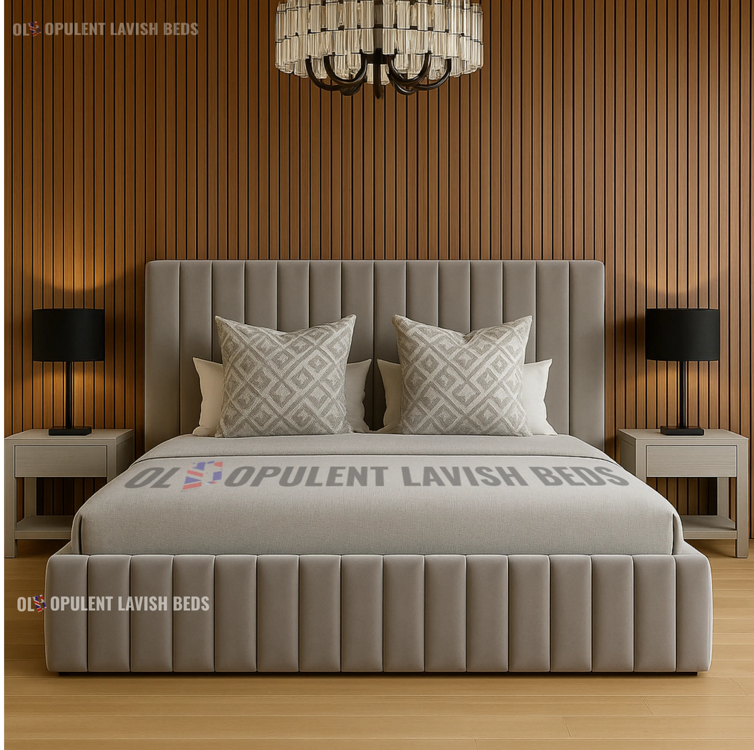 Grey Belgravia Multi Panel ottoman bed fram king size