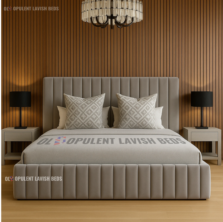 Grey Belgravia Multi Panel ottoman bed fram king size