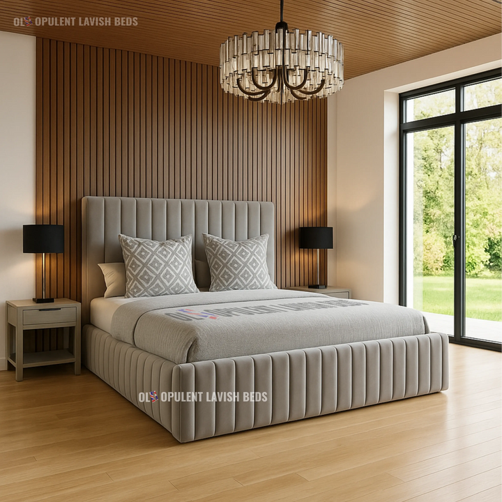 Grey Belgravia Multi Panel ottoman bed fram king size