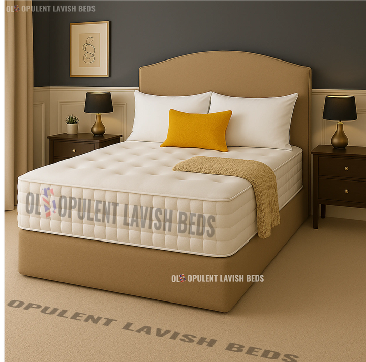 Modern Tan Panel Bed with optional drawers divan bed