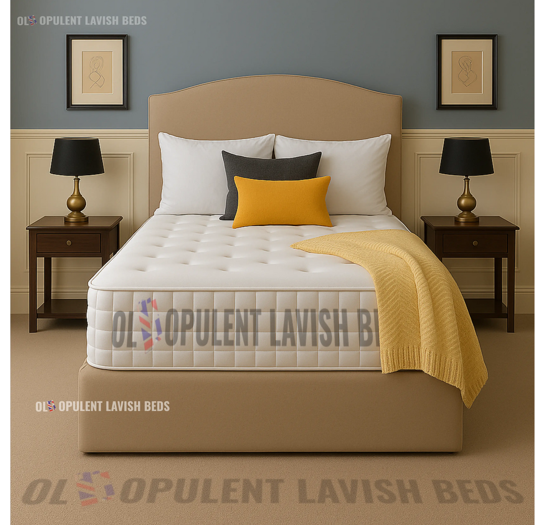 Modern Tan Panel Bed with optional drawers divan bed