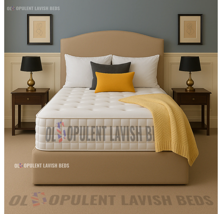 Modern Tan Panel Bed with optional drawers divan bed