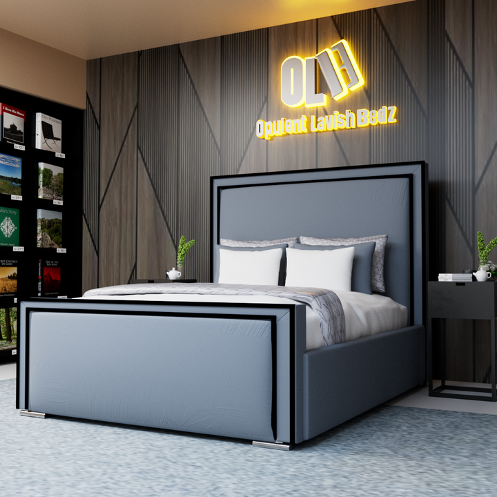 Ibiza 2025 Minimalist Upholstered Bed with Elegant Black Lines