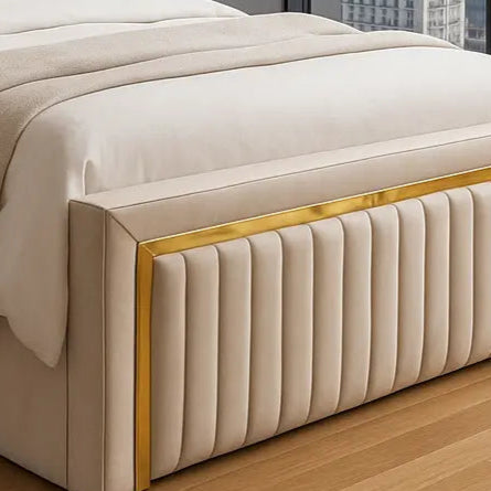 Cream Aurelius Gold Border Ottoman Bed Double size