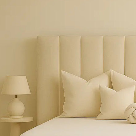 Cream Vertical Panel optional storage ottoman bed king size