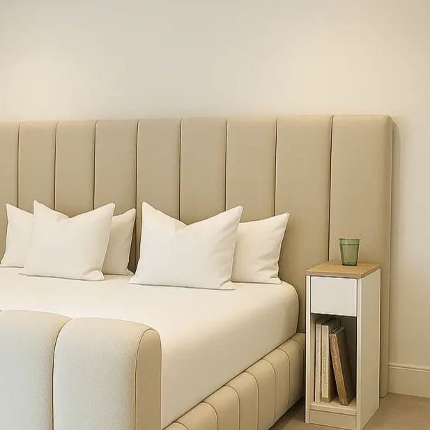 Cream Tranquil Dawn Panel bed with optional ottoman storage king size