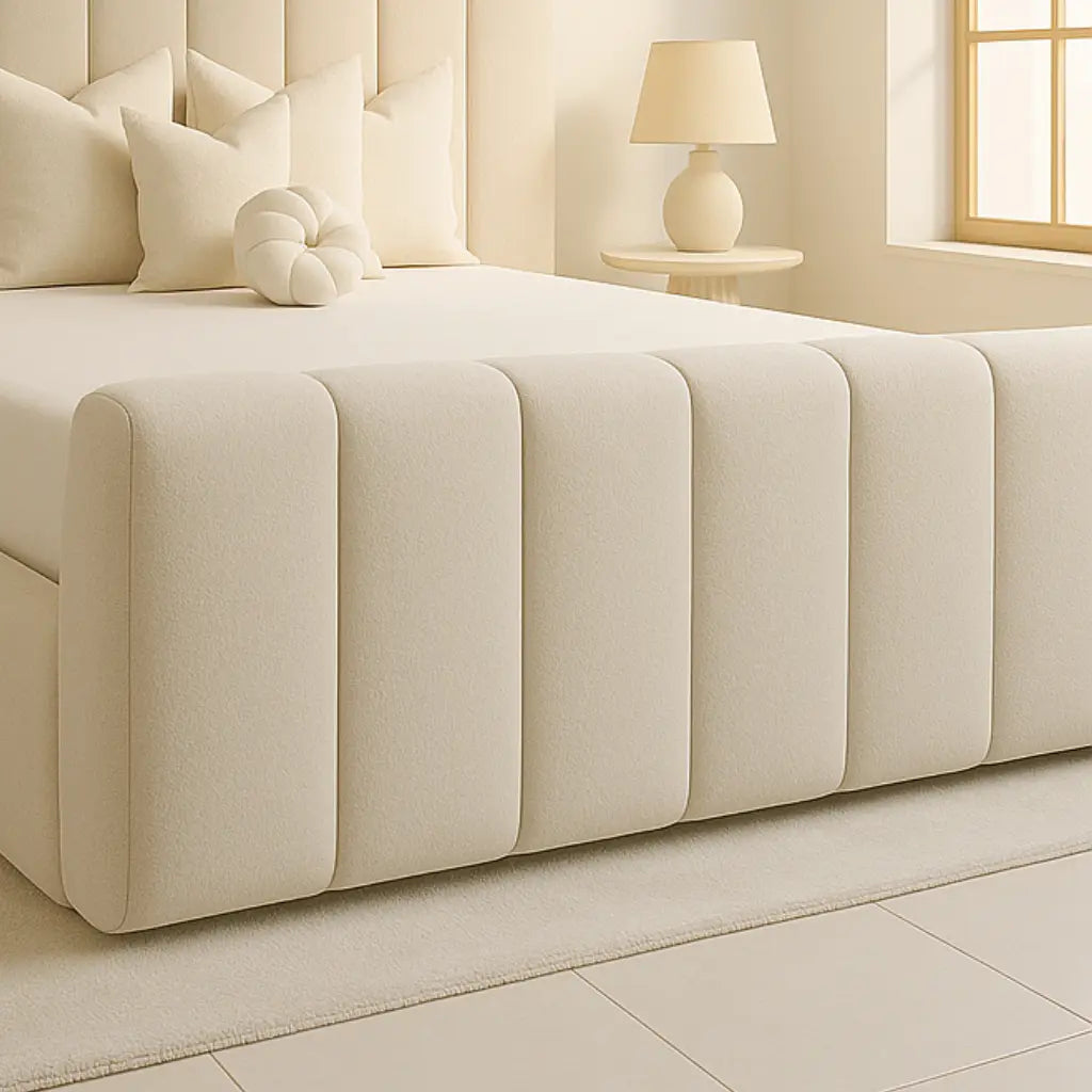 Cream Vertical Panel optional storage ottoman bed king size