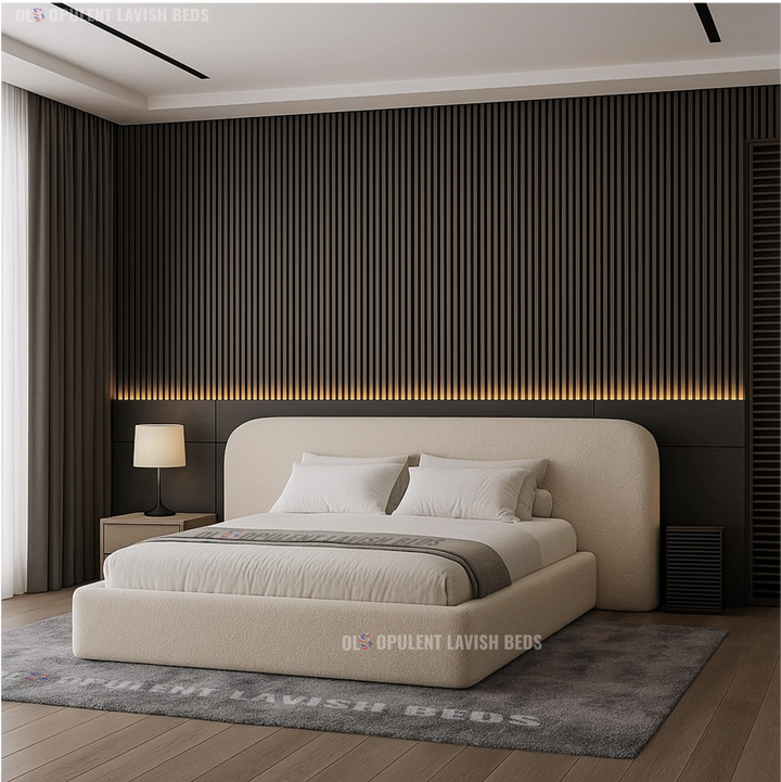 Tadi Fabric Oslo Curved Ottoman Bed frame with optional storage single size