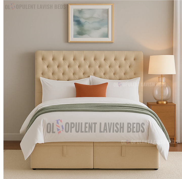 Dark Cream Classic Curve Divan Bed fram single size