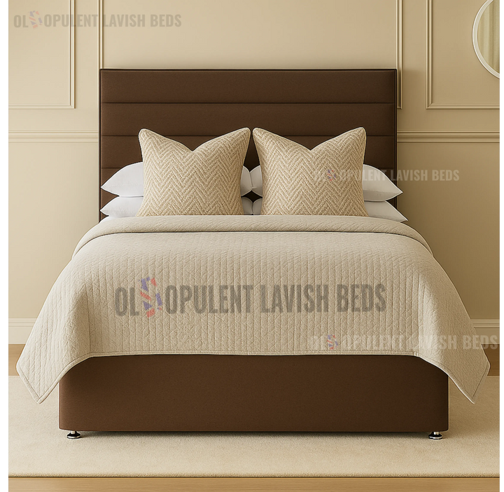 Brown Rustic Drawers Divan Bed Frame with ottoman storage Single size